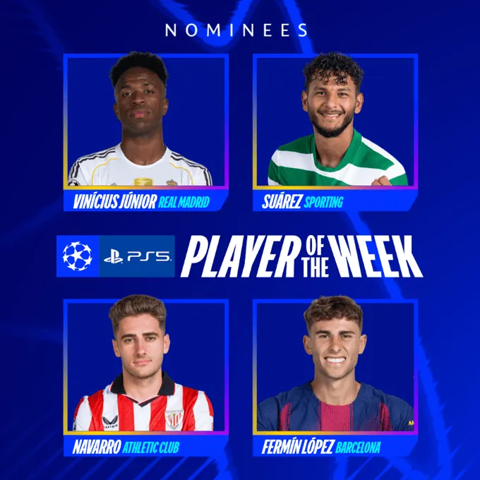 开云娱乐-欧冠联赛阶段第7轮最佳球员候选：维尼修斯、费尔明在列